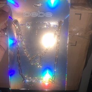 Bebe Gold and Crystal Chain Necklace